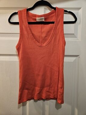 Universal Thread Coral-Orange Ribbed Scoop Neck Tank